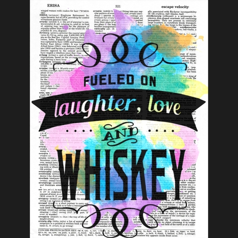 Love Laughter Whiskey Bright Dictionary Art Print Vivid Summer Ready To Frame